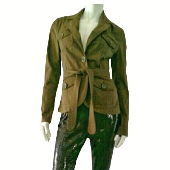 H&M Brown Cargo Utility Jacket Size 10 Wrap Blazer Office Wear Academia  Casual - Picture 6 of 8